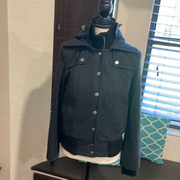 New York and Company Women’s Wool Coat Military Style Gray Black size 2 - Picture 4 of 6